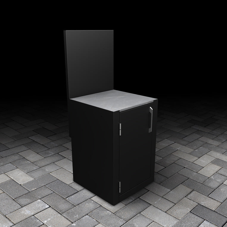 Outdoor Single Door Cabinet with a stainless steel handle and back panel.
