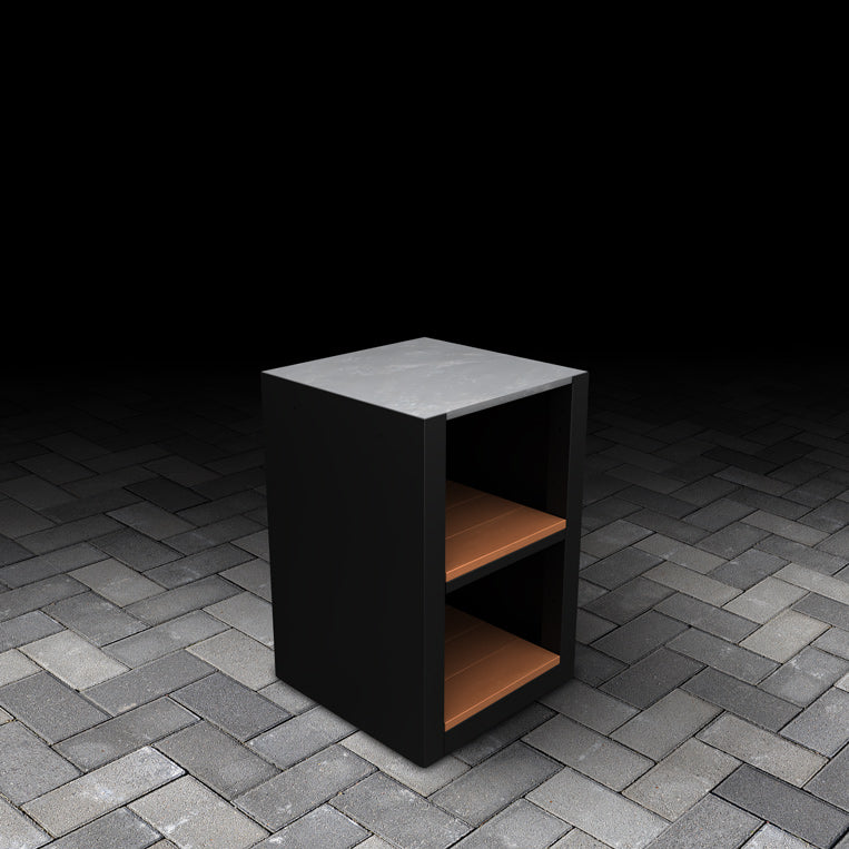 Small Outdoor Open Shelving Unit with Wood-Effect Finish, designed for modular outdoor kitchens.