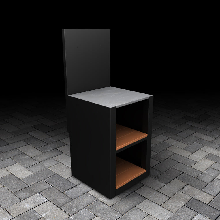 Small Outdoor Open Shelving Unit with Wood-Effect Finish and back panel. 